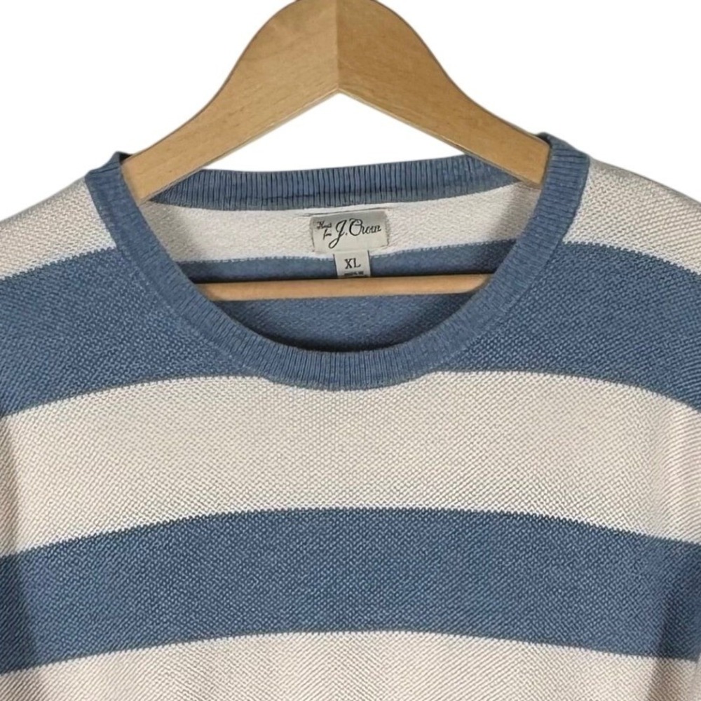 J.Crew Striped Cotton Pique Crewneck Stitch Sweater Mens XL Birdseye